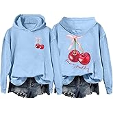Coquette Red Cherry Hoodie, Womens Cute Cherry Graphic Hoodie, S - 3XL