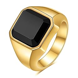 MYNENEY 14K Gold/Silver/Black Plated Square Signet