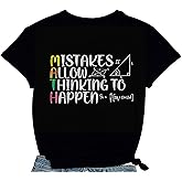 COMIZI Womens Math Teacher Shirt Teaching Letter Print Tshirt Math Teacher Life Tee Tops