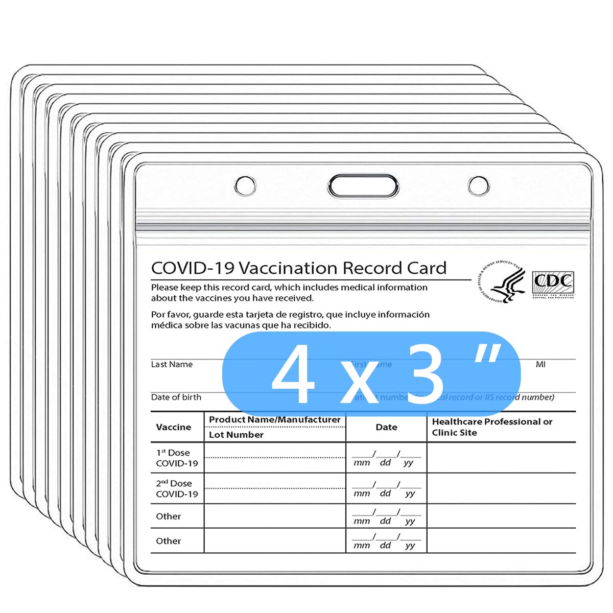 Photo 1 of 10 Pack CDC Vaccination Card Holder Immunization Record Vaccine Card Protector 3x4 Sleeve Covid Shot Card Protector Cover Clear Vinyl Plastic Sleeve with Waterproof Resealable Zip