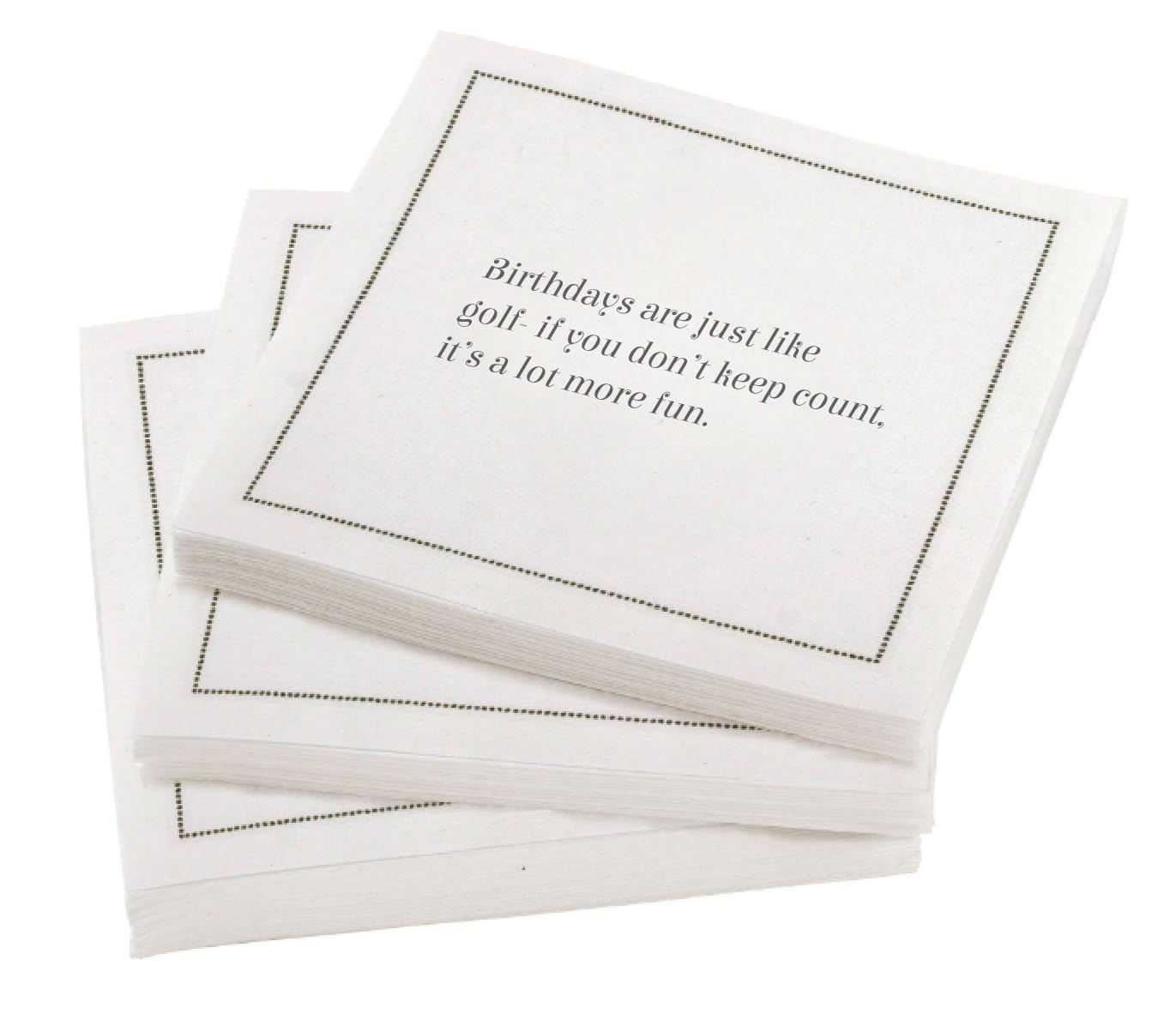 Photo 1 of MY DRAP Cotton Cocktail Napkins Bar Funny Birthday Quotes (4.3 x 4.3 in - 50 Per Roll, White) Beverage Napkins, Bar Napkins, Cloth Napkins for Parties, Birthdays or Events