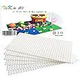 Building Bricks Block Base Plate - White 6 Pack of 5”X10” Baseplates - Compatible Major Brands Building Block Toys