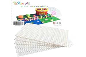 TAKEN ALL Building Bricks Block Base Plate - White 6 Pack of 5”X10” Baseplates - Compatible Major Brands Building Block Toys