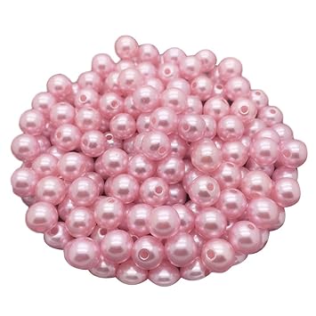Wholesale 100PCS 6mm Pink  Acrylic Round Pearl Spacer Loose Beads Jewelry Making