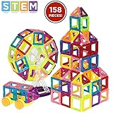 Best Choice Products 158-Piece Kids Mini Clear Magnetic Building Block Tile Toy Set for Education, STEM - Multicolor