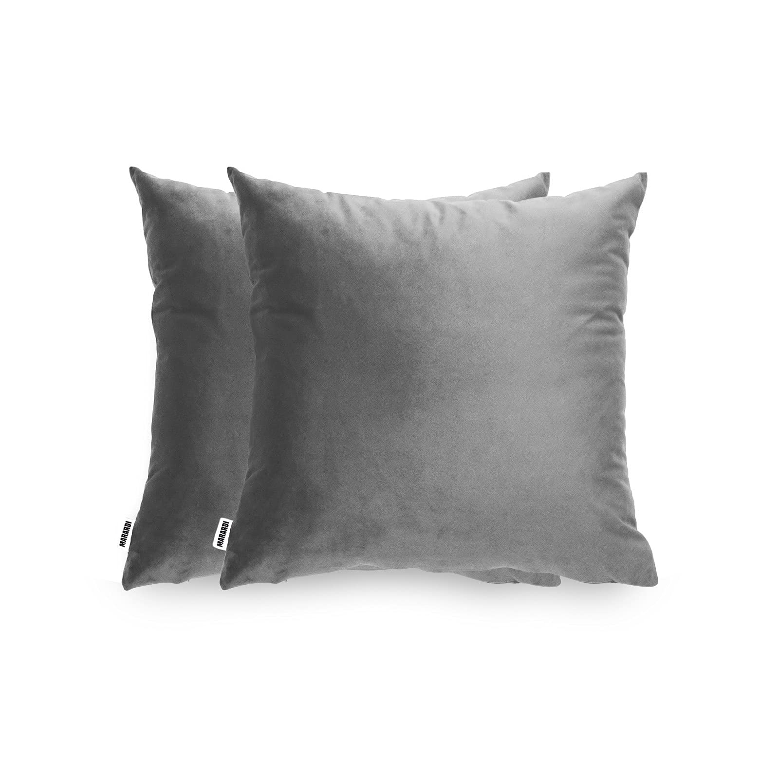 MARARDI Pack of 2 Soft Velvet Cushion Covers [Grey] 45 x 45 cm with [Invisible Zipper] Decorative Bed Sofa Chair Bedroom Kitchen Garden Living Room Study and Office