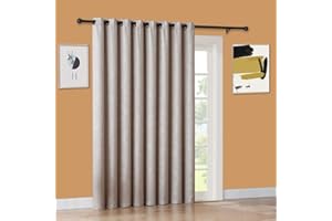 Warm Home Designs 1 Extra-Large 102" X 84" Panel of Textured Beige Ivory Patio Door Curtains. Insulated Blackout Sliding Door or Room Divider Drape with Embossed Damask Pattern. EV Ivory Patio 84