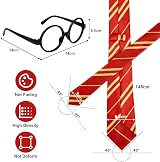 Aomig Red Wizard Striped Tie Glasses Set World Book Day Cosplay Tie view 3