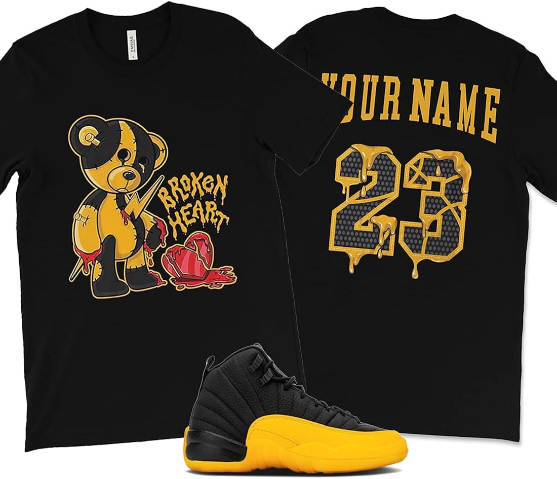 jordan 12 black university gold shirt