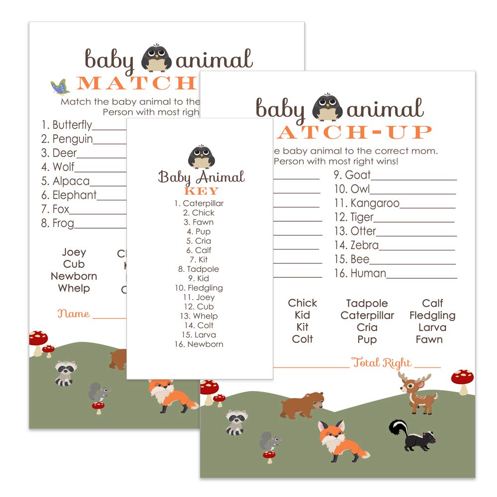 Amazon Com Paper Clever Party Woodland Animal Match Baby Shower