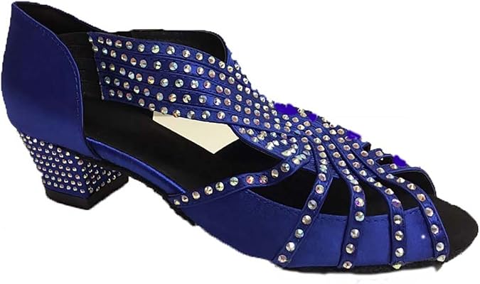 Royal Blue Satin and Aurora Stones with Suede Sole, Open Royal Blue Satin and Aurora Stones with Suede Sole, Open