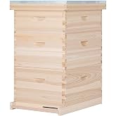 BeeCastle 10-Frame Complete Bee Hives and Supplies Starter Kit,Beehives for Beginners with Beehive Frames and Waxed Foundations (2 Deep Bee Boxes &amp; 1 Medium Super Bee Box)