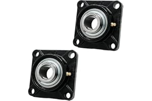 MAPLE ACE UCF207-20 Square Flange Bearing 1-1/4" Bore, 4-Bolt Self-Aligning, Solid Base, R3 Triple Lip Seal, Heavy Duty (Qty 