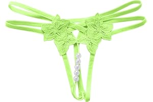 Lingerie Crotchless Panties Cutout Pearl Underwear Tummy Control G String Briefs Cute Sexy Thongs Funny Floral Print