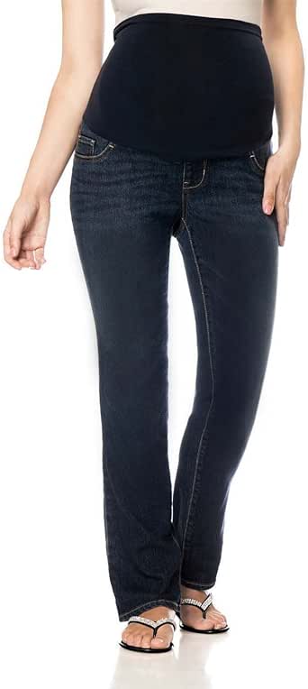 LizLang Maternity High Rise Bootcut Jeans for Women Pregnancy Stretch Pants with Full Panel Cute 