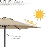 CHRISTOW Replacement Parasol Canopy 2.7m Hexagonal 6 Arms UV 30+ Taupe view 3