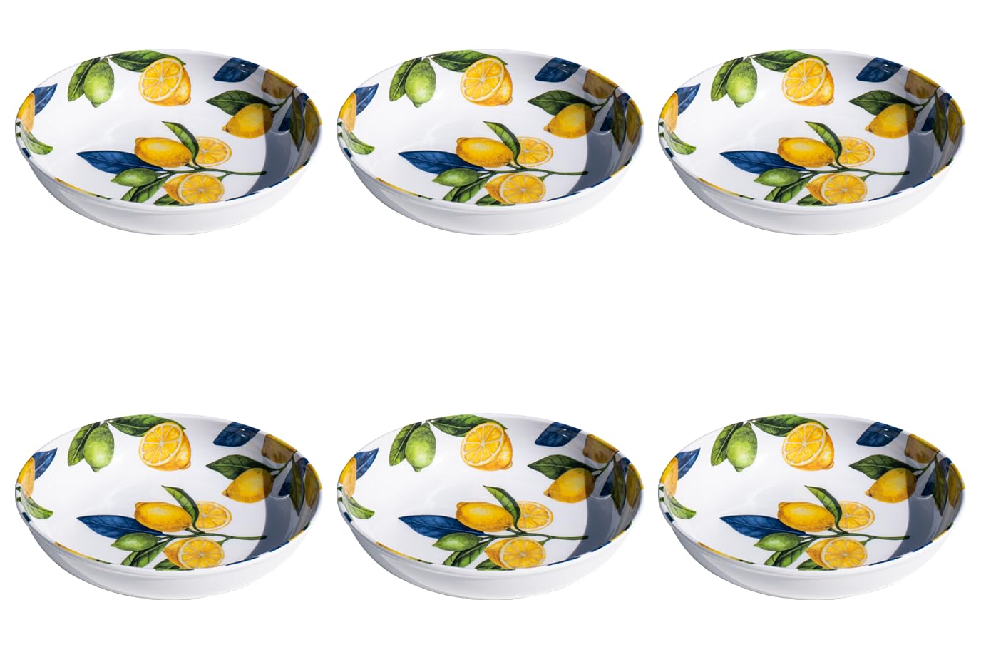 Photo 1 of Abode Homewares Lemon Orchard newWave Microwave Safe Premium Melamine Low Bowl, Set of 6, 8.8"