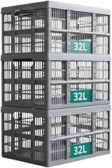 Optimal Products Strong Folding Collapsible 32L Storage Crates Pack of 3