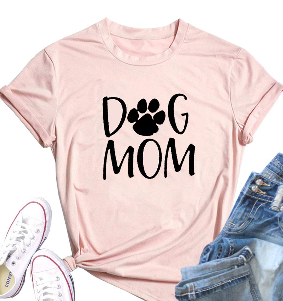 Momoer Dog Mom Shirt Funny Dog Mama Cute Graphic Tees Letter Printed