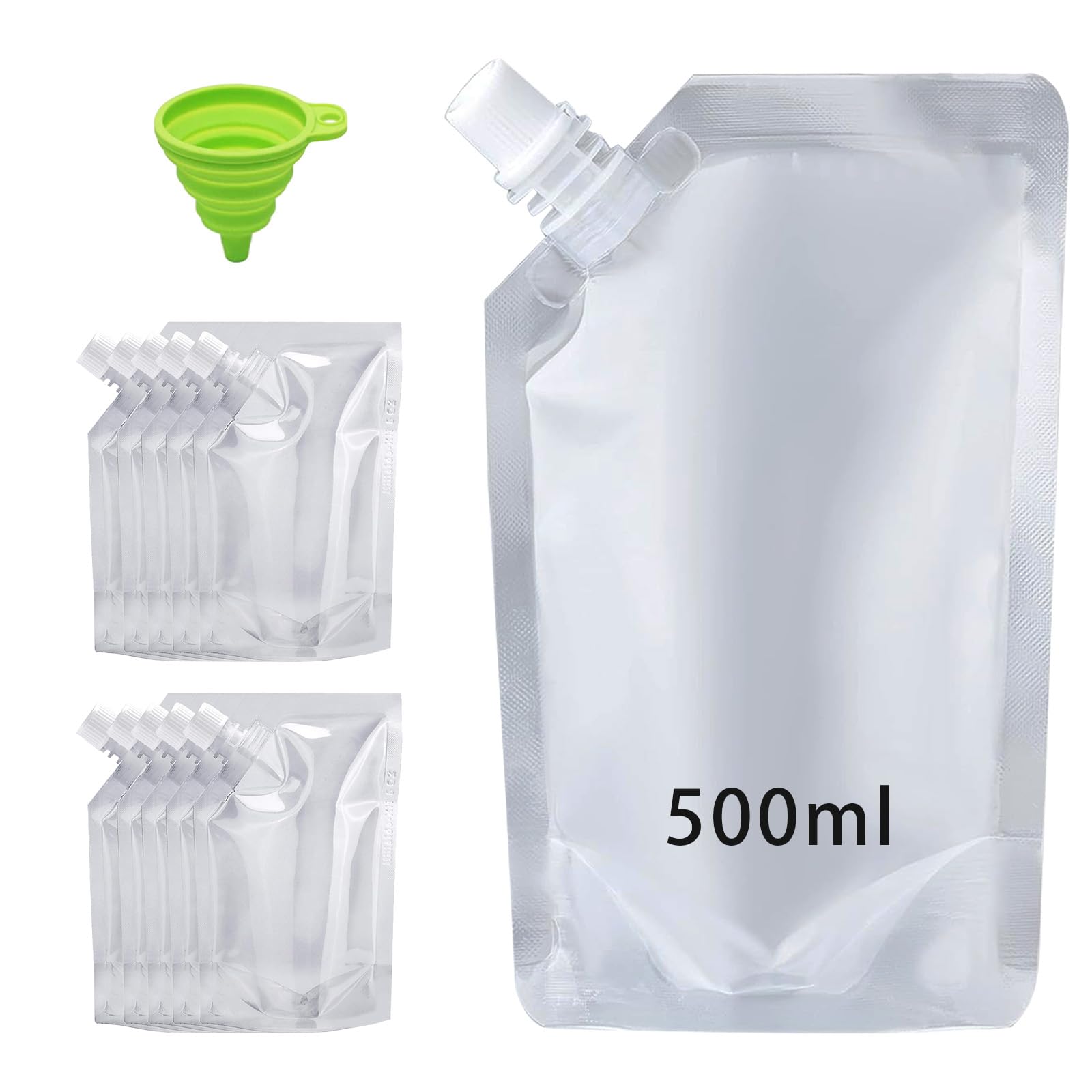 10pcs 500ml Foil Pouches for Festivals, Festival Smuggler Pouch with Screw-on Caps, Good Light High Toughness Avoidance Moisture-Proof and Freshness Preservation – Festival Essentials