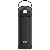 THERMOS FUNTAINER 16 Ounce Stainless Steel Vacuum Insulated Bottle with Wide Spout Lid, Black Matte