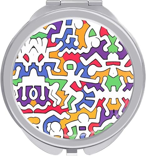 Amazon 携帯ミラー キースへリング 両面ミラー 化粧鏡 折りたたみ鏡 手鏡 両面鏡 コンパクトミラー 持ちやすい ファッション 便利軽量 可愛い丸型 女性 メイクアップミラー ホワイト Dcyzbzt 手鏡 通販