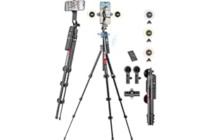 USKEYVISION Vlogging Kit w/Remote,YouTube Starter Kit,Auto Face Tracking Tripod for iPhone w/Light,Phone Stand for Video Reco