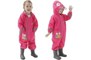 Toddler Rain Suit Baby Rain Suit Kids Rain Suits with Hood Waterproof Coverall One Piece Rain Suit for Kids(1-9 Years)