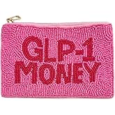 Pretty Robes Pearl Beaded Coin Purse Handmade with Colorful Designs Savings Bag Small Zipper Pouch for Cash Card & Makeup (GLP-1 MONEY)