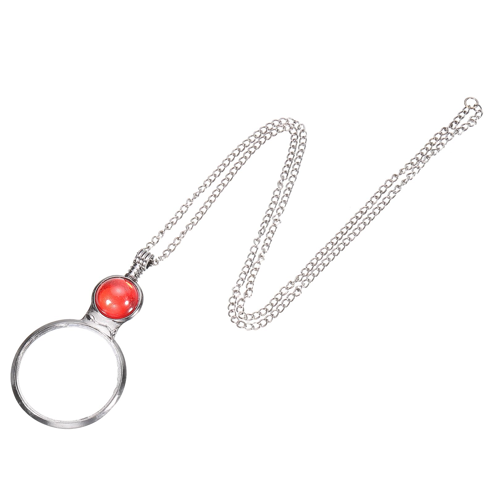 PATIKIL 3X Magnifying Glass Necklace, 1pcs Magnifying Glass Pendant 4.5cm Diameter Glass Lens 80cm Long Chain for Women Reading Gift Crafts Jewelry Needlework, Red