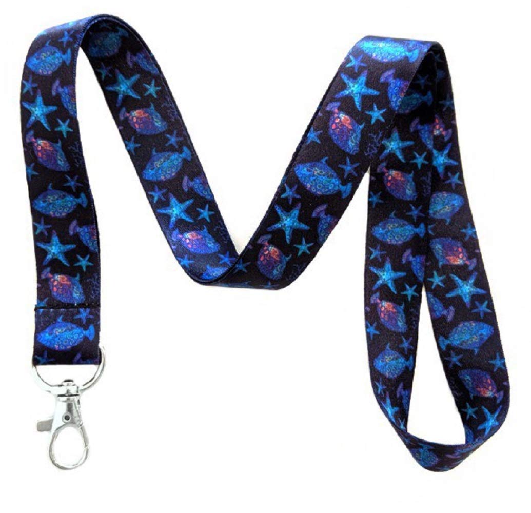 Colorful Wildlife Lanyard Key Chain Id Holder (Deep Sea)