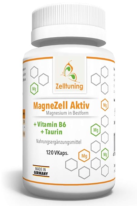 Zelltuning Magnesium-Komplex, MagneZell Aktiv Magnesium, OPTIMAL BIOVERFÜGBAR, Pur Vegan Rein, 120 Kapseln Hochdosiert, 6 FAC