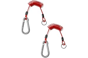 QWORK 4 Ft Breakaway Trailer Cable, 2 Pack Trailer Brake Safety Cable Spring Towing Coiled Wire, for RV Trailer Emergency