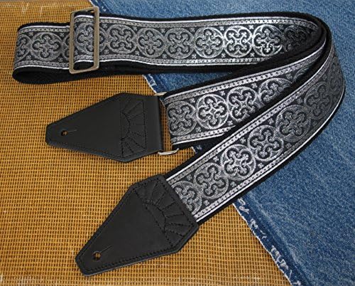 SILVER GOTHIC CROSS Cotton USA made TROPHY Guitar Strap