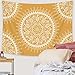 Yellow Tapestry Mandala Hippie Bohemian Tapestries Wall Hanging Flower Psychedelic Tapestry Wall Hanging Indian Dorm Decor for Living Room Bedroom