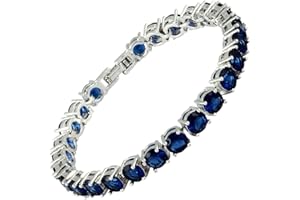 RIZILIA Round Cut Multi-Color CZ 18K Gold Plated Tennis Bracelet, 7"