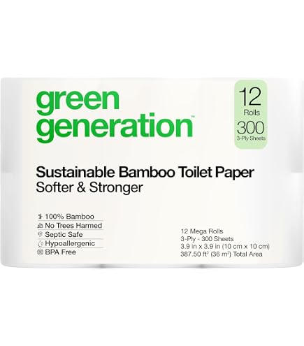 Amazon.com: Green Generation Bamboo Toilet Paper -12 Roll, 3-Ply