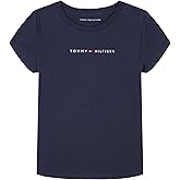 Tommy Hilfiger Girls Short Sleeve T-Shirt with Flag Logo, Cotton Blend Tee with Tagless Interior