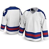 UNLC Miracle USA Inspired Blank Hockey Jersey with Stripes – Authentic Stitched, Breathable & Durable Polyester – Sizes S-5xl