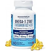 Oceanblue Professional Omega-3 2100 with Vitamin K2 and Vitamin D3-60 Count - Triple Strength Burpless Fish Oil Omega-3 Supplement with EPA, DHA & DPA - Wild Caught - Orange Flavor, 30 Servings