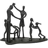 DreamsEden Family of 6 Figurines, Family Sculpture Home Decor Accent, Gifts for Families, Cast Iron Family Statue for Anniversary Birthday Christmas