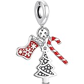 KEQ 925 Sterling Silver Christmas Charm for Pandora Bracelet Snowflake Jumpers Beads Christmas Tree Snowman Wreath Charm Gifts for Women Daught Holiday Stockings