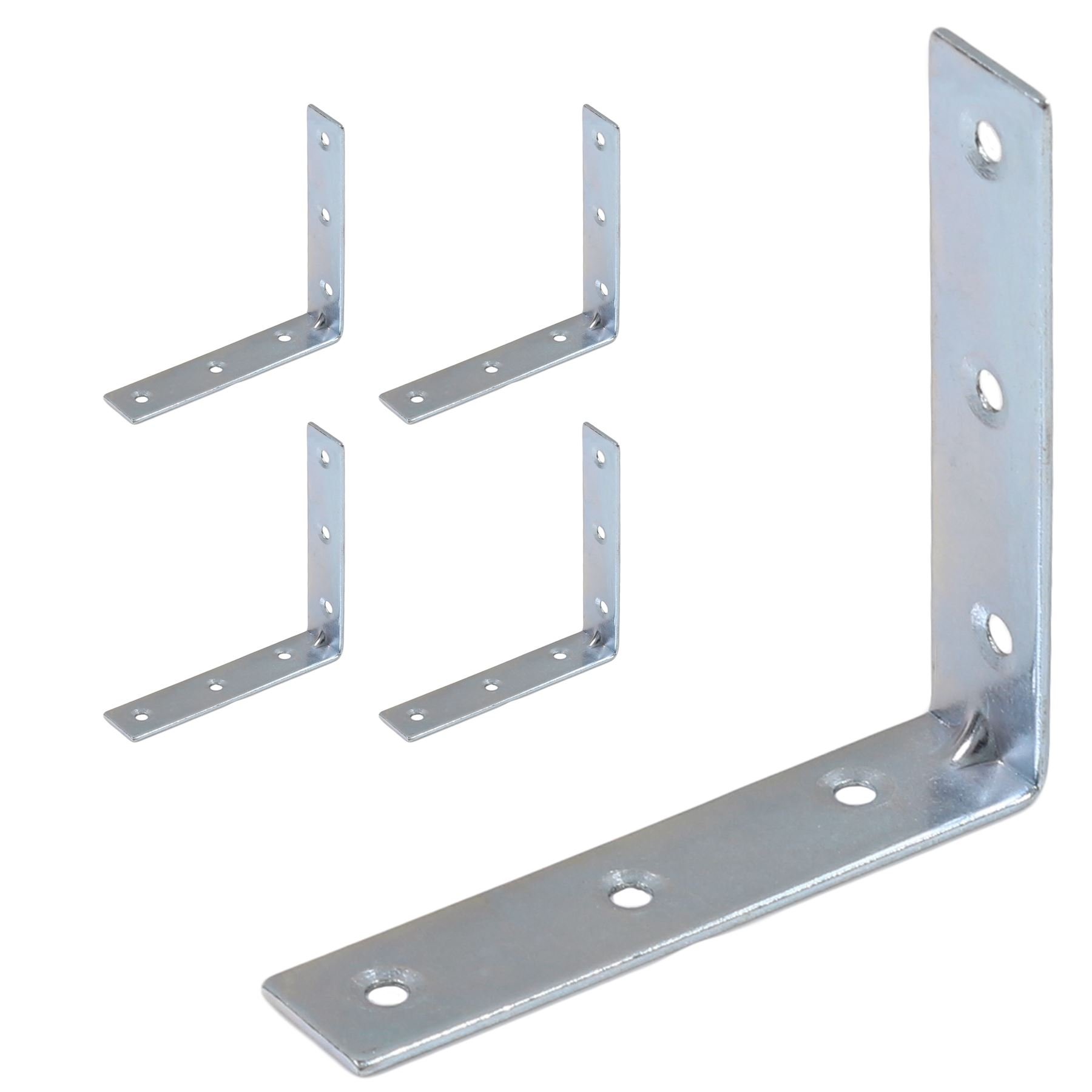 4X 100mm Large L Shaped Corner Braces - Zinc Plated Angle Support Brackets