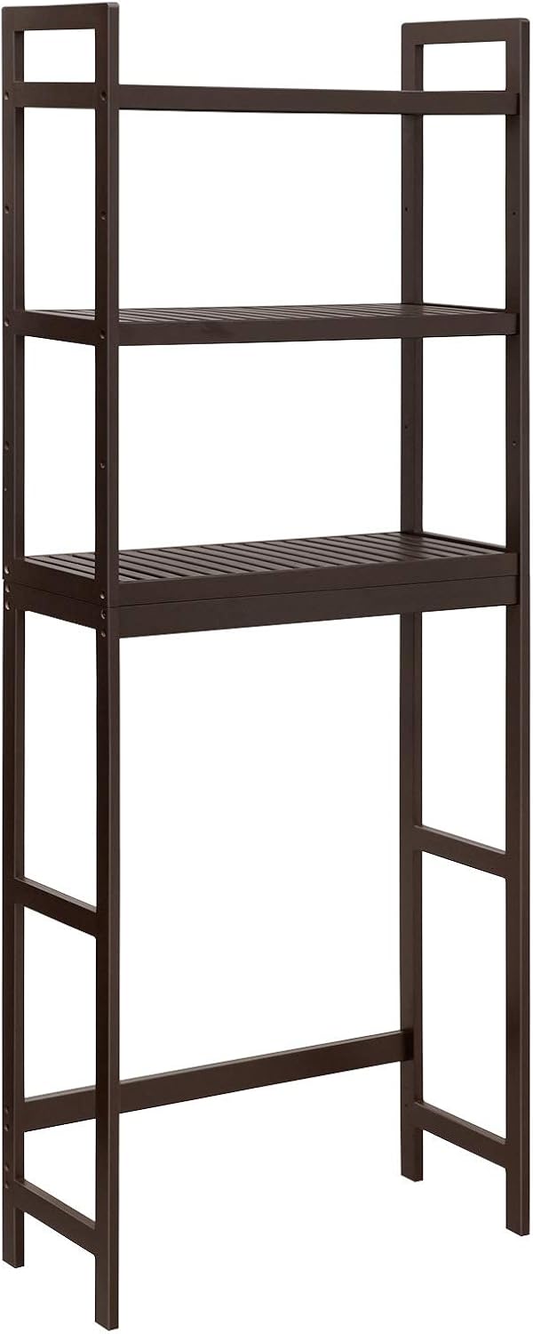 SONGMICS Over-The-Toilet Storage, 3-Tier Bamboo Bathroom Organizer with Adjustable Shelves, Space Saver Toilet Rack, Load Capacity 33 lb per Tier, Easy to Assembly, Brown UBTS01BR