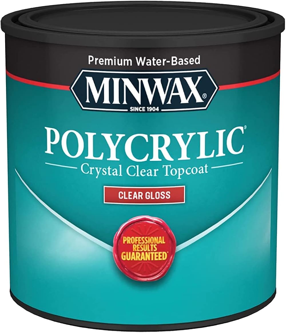 Minwax 25555 Gloss Polycrylic Protective Finish 1/2 Pint Water Based Topcoat