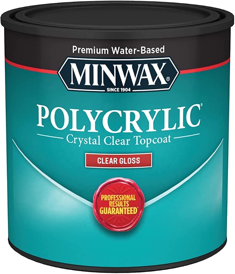Minwax 25555 Gloss Polycrylic Protective Finish 1/2 Pint Water Based Topcoat