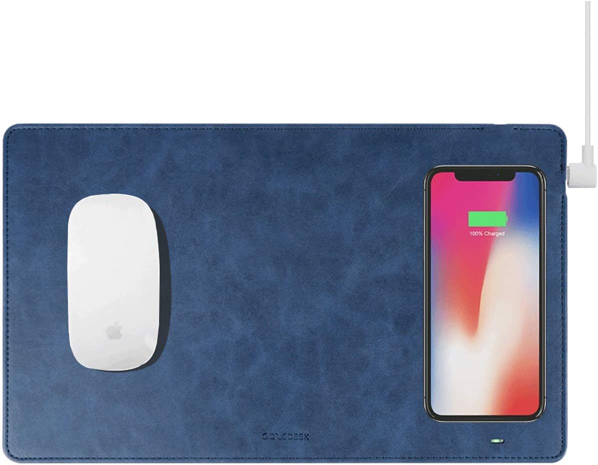Gaze PAD Qi Wireless Fast Charging Mouse Pad Mat for iPhone 11 X iPhone 8 Galaxy S9 S10 S20 Plus Samsung Note 8 9 10 (Midnight Blue)