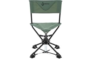 ARROWHEAD OUTDOOR 360° Degree Swivel Hunting Chair Stool Seat, Perfect for Blinds, No Sink Feet, Supports up to 450lbs, Carrying Case, Steel Frame, Fishing, High-Grade 600D Canvas