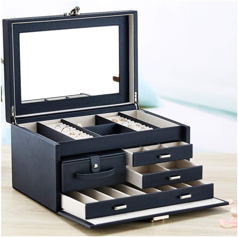 YHWLKK Large Jewellery Boxes Beads Storage Display Case jewellery Organizer(BLACK)