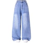 Nivne Tco Teen Boys Straight Leg Jeans Casual Loose Fit Blue Zipper Fly Baggy Denim Pants with Pockets